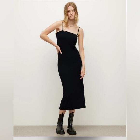 ALL SAINTS Charlie Midi Dress Black Size US 8 NWT* - Picture 1 of 4